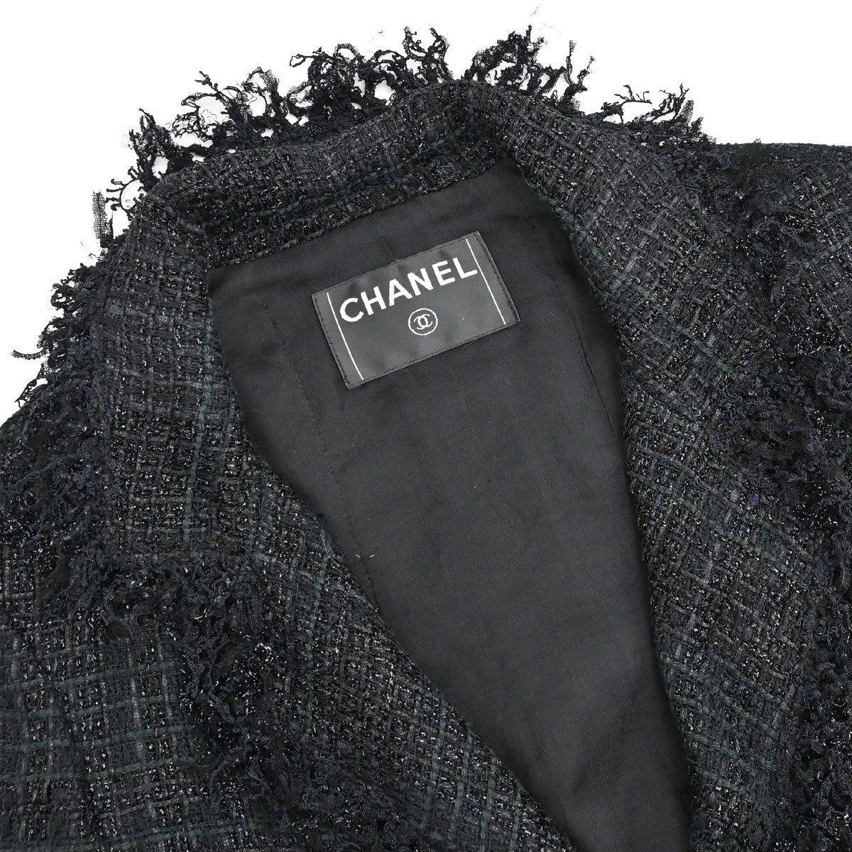 Chanel Single Breasted Jacket Tweed Black