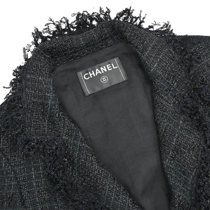 Chanel Single Breasted Jacket Tweed Black