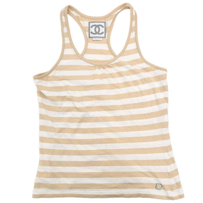 Chanel 2007 Striped Tank Top Beige White #34