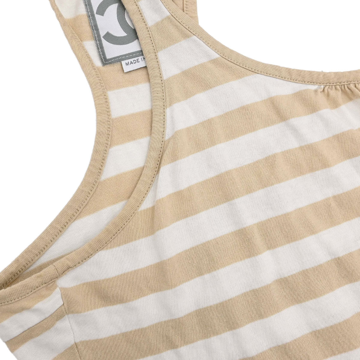 Chanel 2007 Striped Tank Top Beige White #34