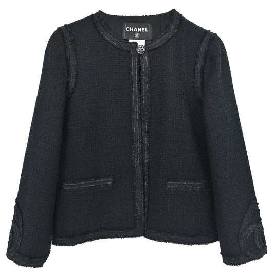 Chanel 2009 Collarless Tweed Jacket Black #38