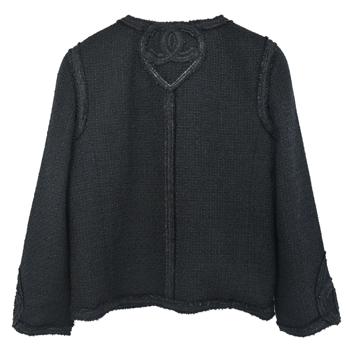 Chanel 2009 Collarless Tweed Jacket Black #38
