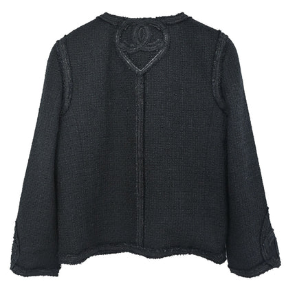 Chanel 2009 Collarless Tweed Jacket Black #38