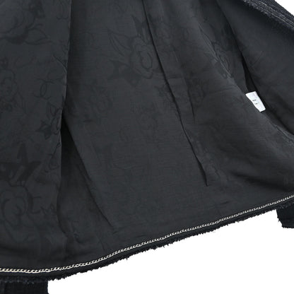 Chanel 2009 Collarless Tweed Jacket Black #38