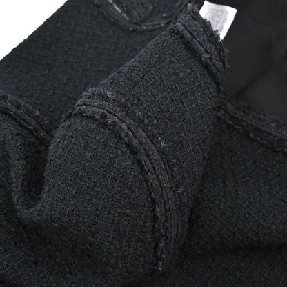 Chanel 2009 Collarless Tweed Jacket Black #38