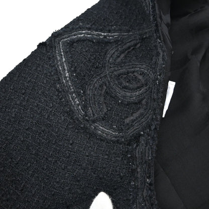 Chanel 2009 Collarless Tweed Jacket Black #38