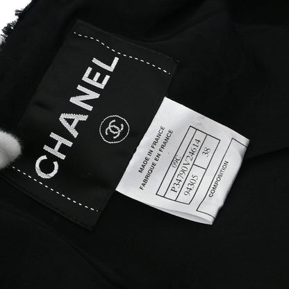 Chanel 2009 Collarless Tweed Jacket Black #38