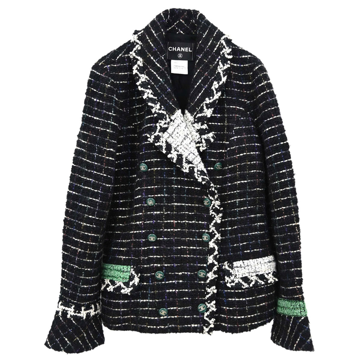 Chanel 2009 Double Breasted Tweed Jacket Black P36833W04384 #44
