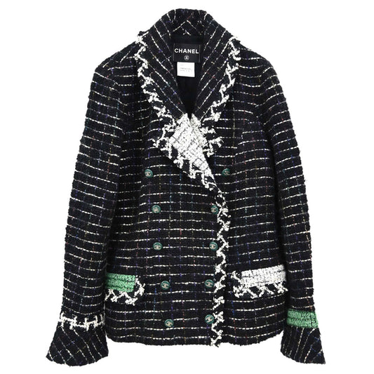 Chanel 2009 Double Breasted Tweed Jacket Black P36833W04384 #44