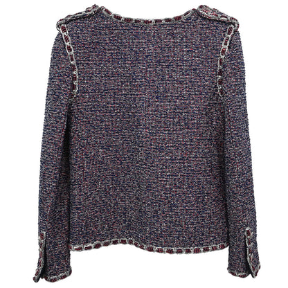 Chanel 2016 Collarless Tweed Jacket Navy #34