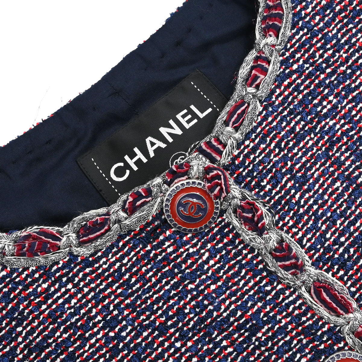 Chanel 2016 Collarless Tweed Jacket Navy #34