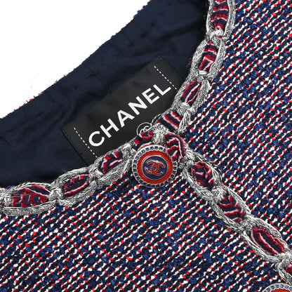 Chanel 2016 Collarless Tweed Jacket Navy #34
