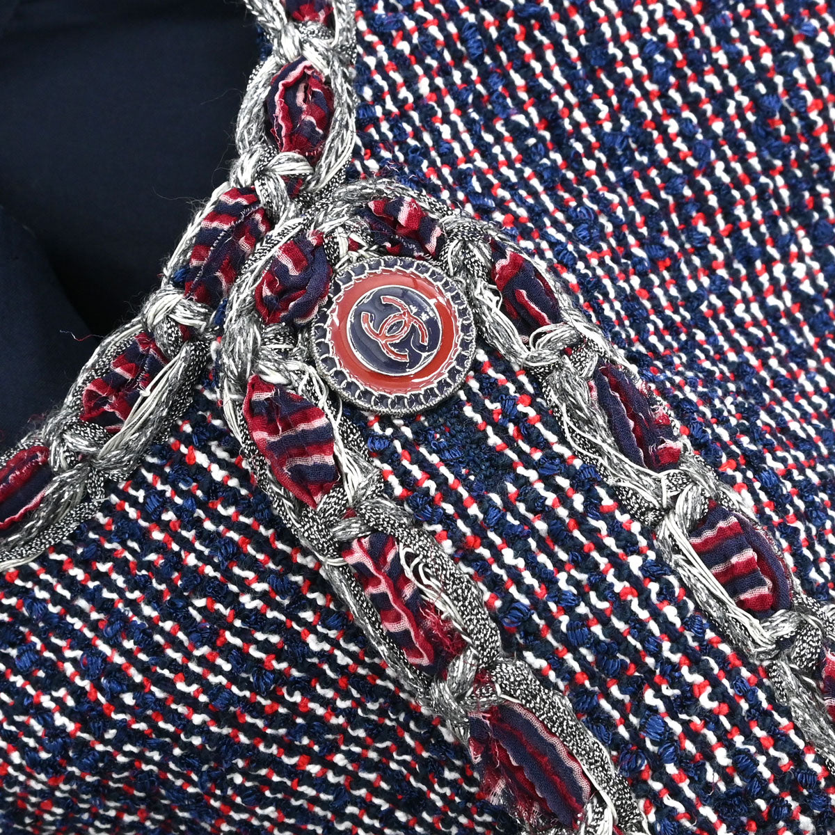 Chanel 2016 Collarless Tweed Jacket Navy #34