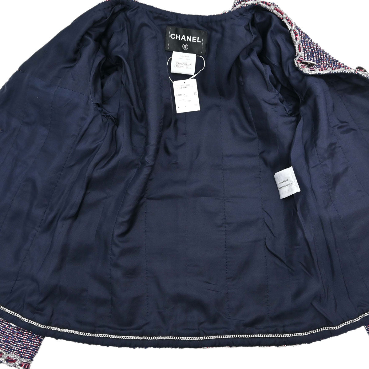 Chanel 2016 Collarless Tweed Jacket Navy #34