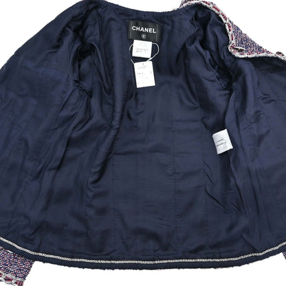 Chanel 2016 Collarless Tweed Jacket Navy #34