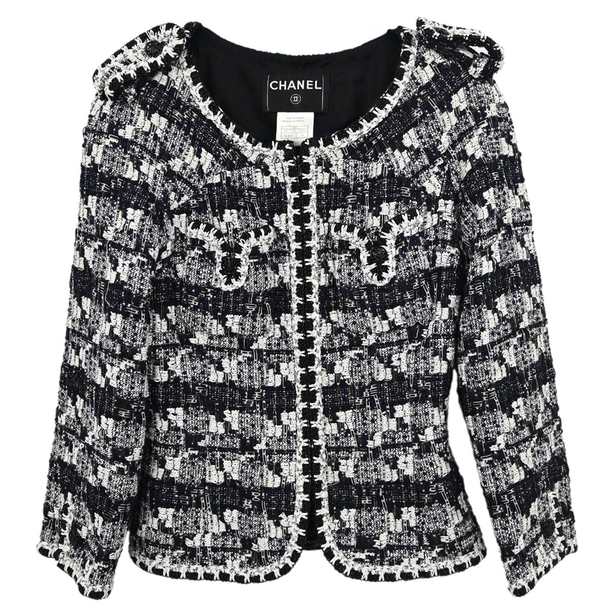 Chanel 2006 Collarless Zip Up Tweed Jacket #38