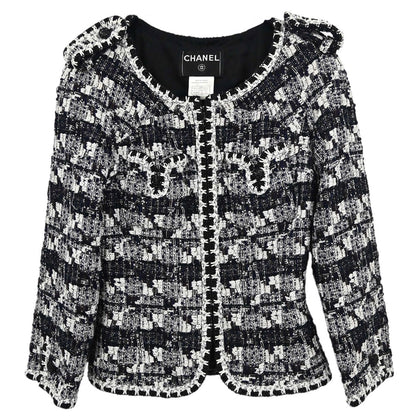 Chanel 2006 Collarless Zip Up Tweed Jacket #38