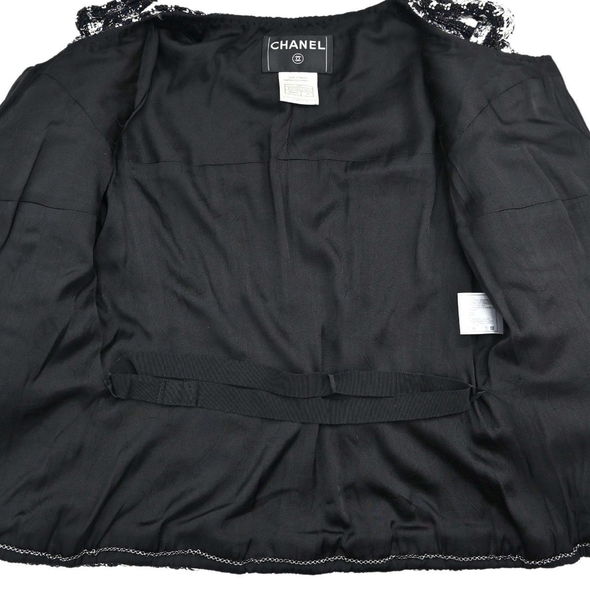 Chanel 2006 Collarless Zip Up Tweed Jacket #38