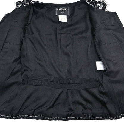 Chanel 2006 Collarless Zip Up Tweed Jacket #38