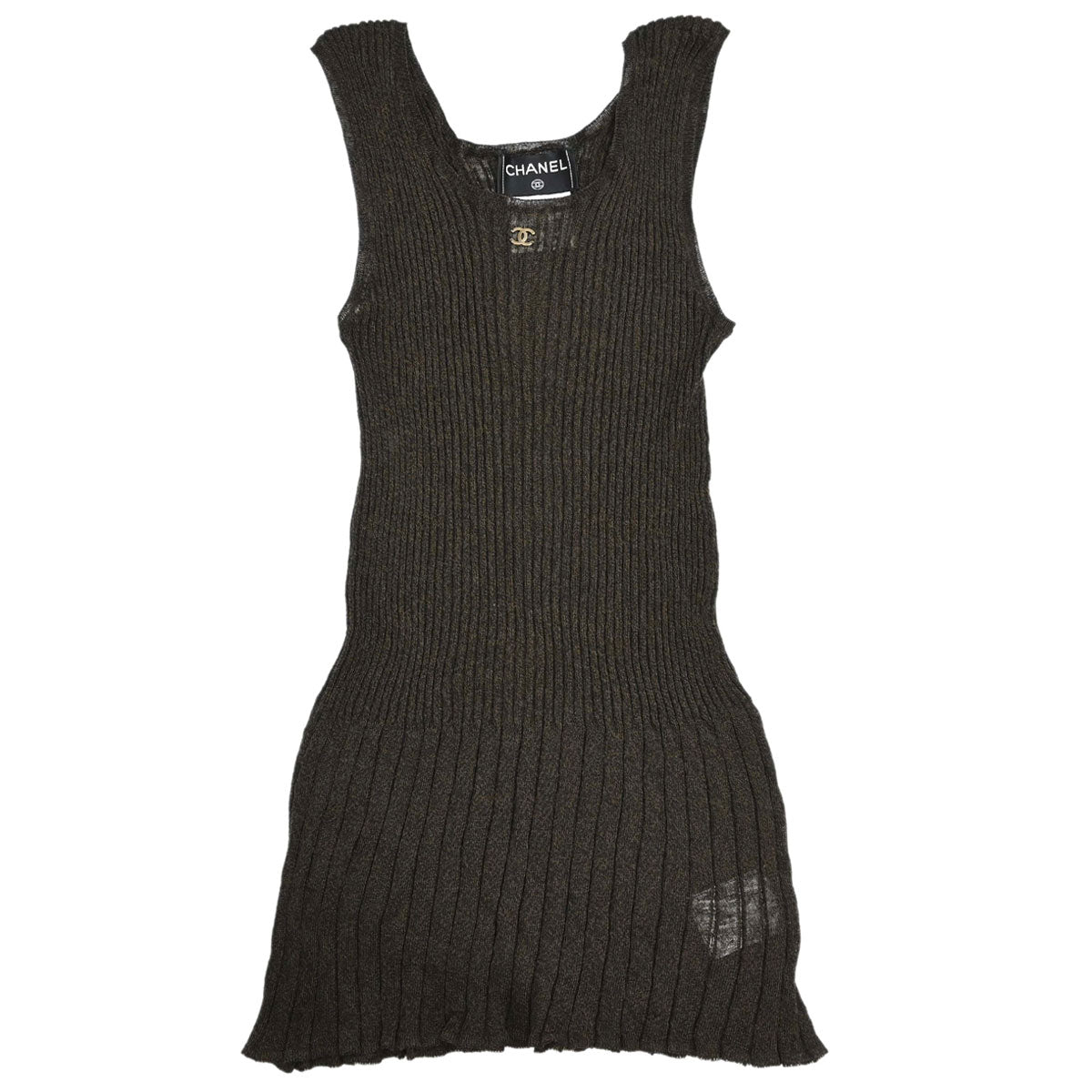 Chanel 1999 Ribbed Dress Brown #38