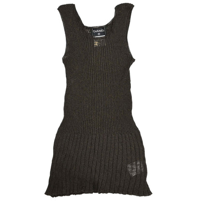 Chanel 1999 Ribbed Dress Brown #38