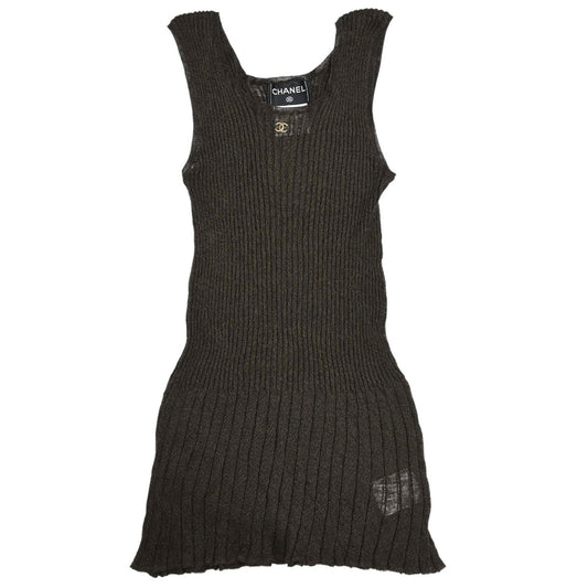Chanel 1999 Ribbed Dress Brown #38