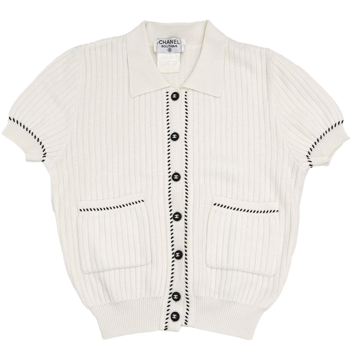 Chanel 1996 Short Sleeve Top White #38