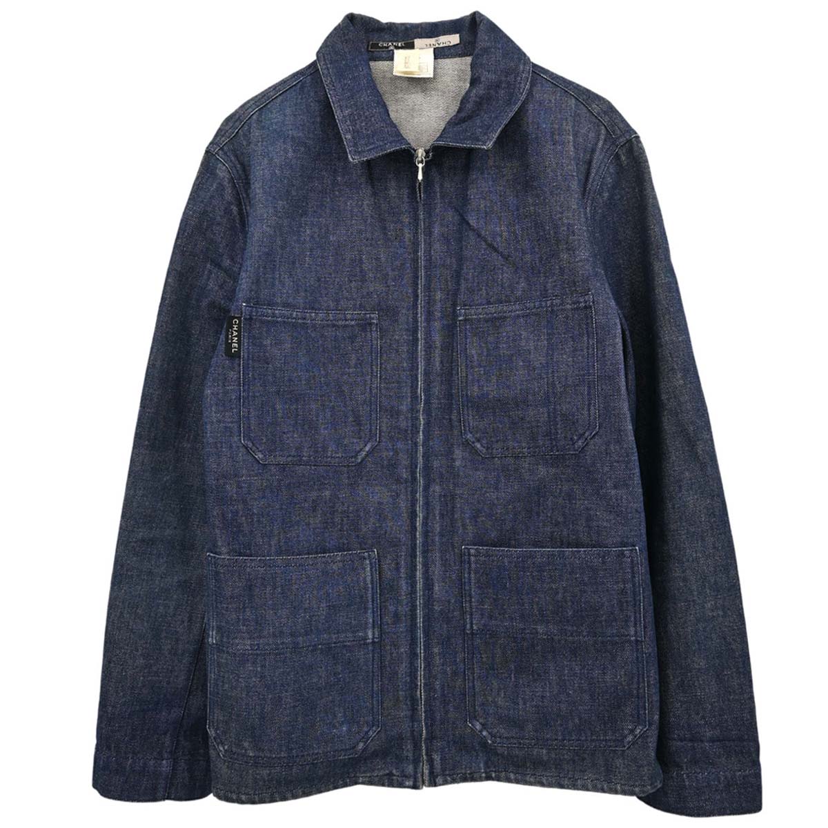 Chanel 1999 Zip Up Denim Jacket Indigo #38