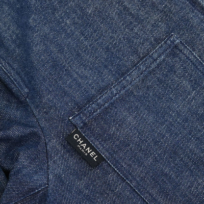 Chanel 1999 Zip Up Denim Jacket Indigo #38