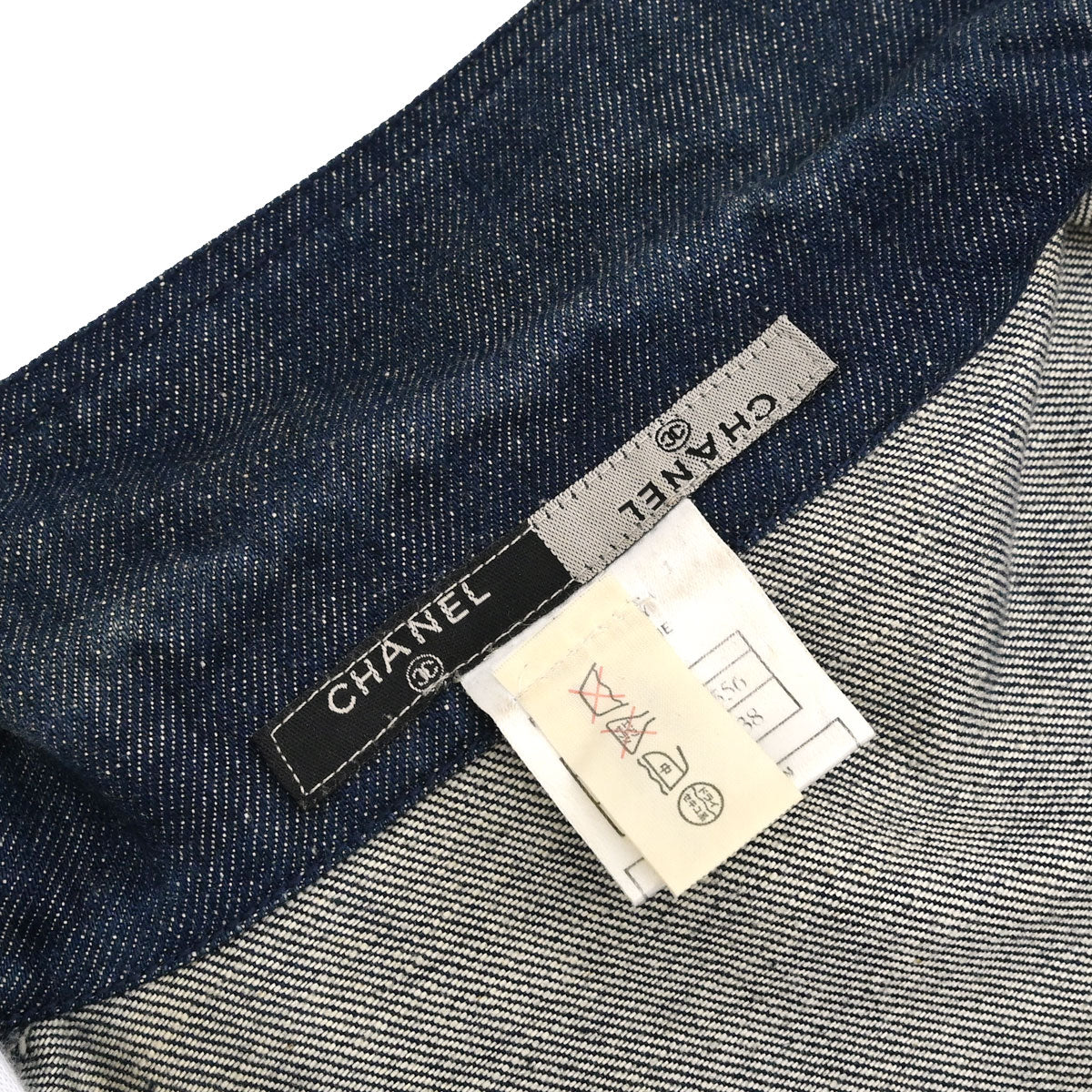 Chanel 1999 Zip Up Denim Jacket Indigo #38