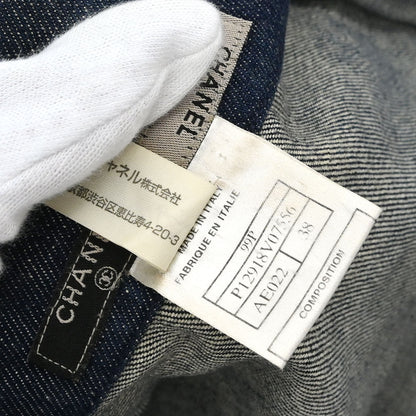 Chanel 1999 Zip Up Denim Jacket Indigo #38