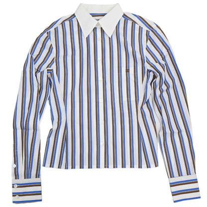 Chanel 1998 Striped Shirt Top White #38