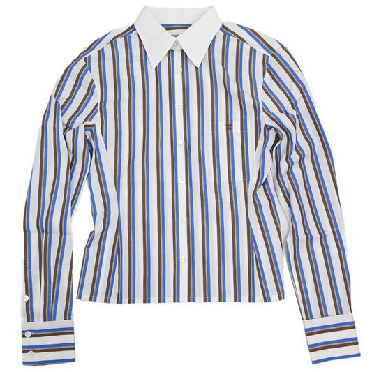 Chanel 1998 Striped Shirt Top White #38