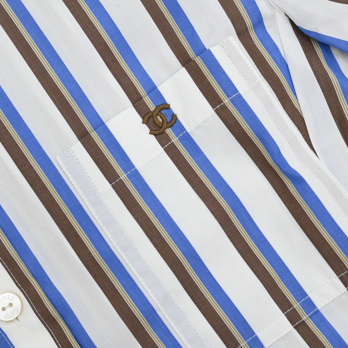Chanel 1998 Striped Shirt Top White #38