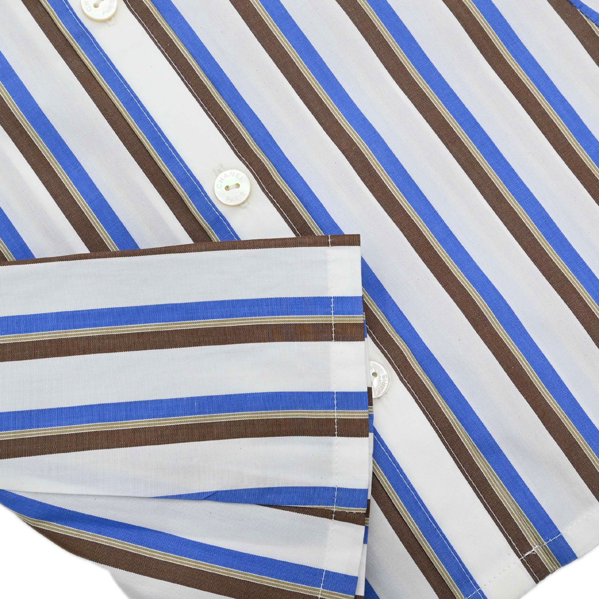 Chanel 1998 Striped Shirt Top White #38