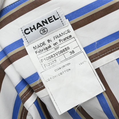 Chanel 1998 Striped Shirt Top White #38
