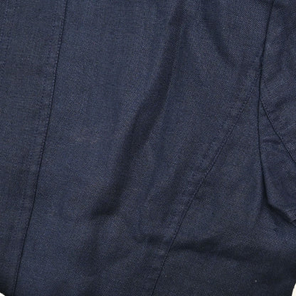 Chanel Button Up Short Sleeve Top Linen Navy