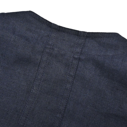 Chanel Button Up Short Sleeve Top Linen Navy