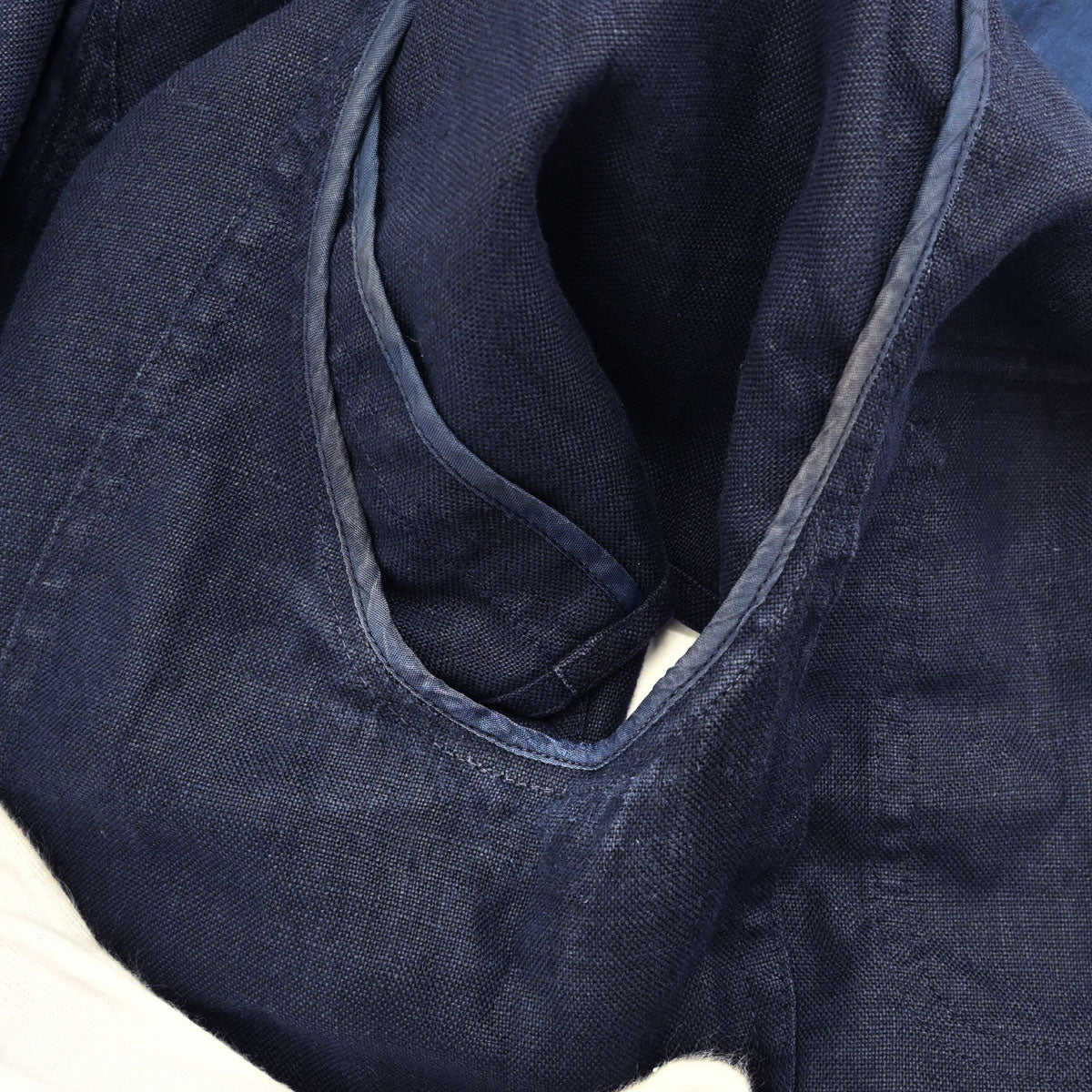 Chanel Button Up Short Sleeve Top Linen Navy