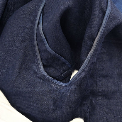 Chanel Button Up Short Sleeve Top Linen Navy