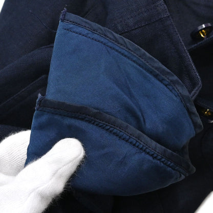 Chanel Button Up Short Sleeve Top Linen Navy