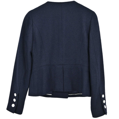 Chanel 1997 Collarless Tweed Jacket Navy #36