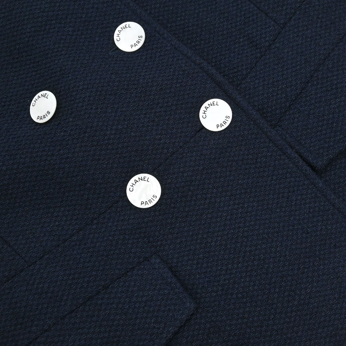 Chanel 1997 Collarless Tweed Jacket Navy #36