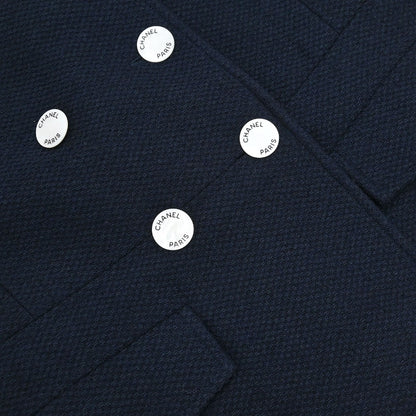 Chanel 1997 Collarless Tweed Jacket Navy #36