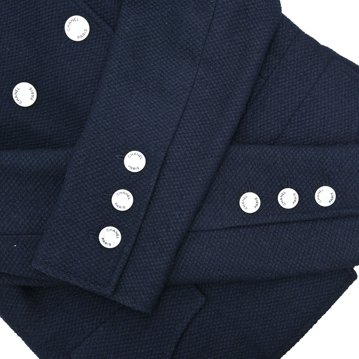 Chanel 1997 Collarless Tweed Jacket Navy #36