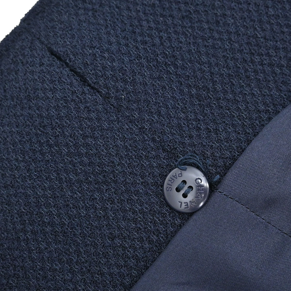 Chanel 1997 Collarless Tweed Jacket Navy #36