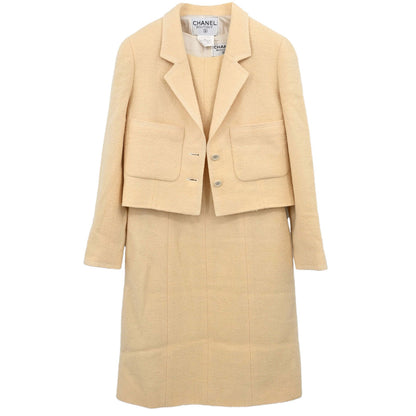 Chanel 1996 Setup Suit Jacket Sleeveless Dress Ivory #36
