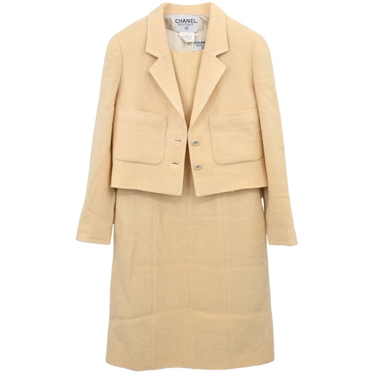 Chanel 1996 Setup Suit Jacket Sleeveless Dress Ivory #36