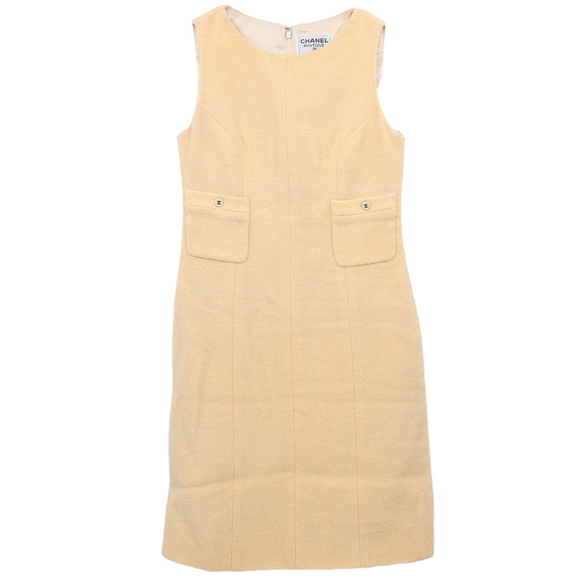 Chanel 1996 Setup Suit Jacket Sleeveless Dress Ivory #36