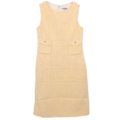 Chanel 1996 Setup Suit Jacket Sleeveless Dress Ivory #36